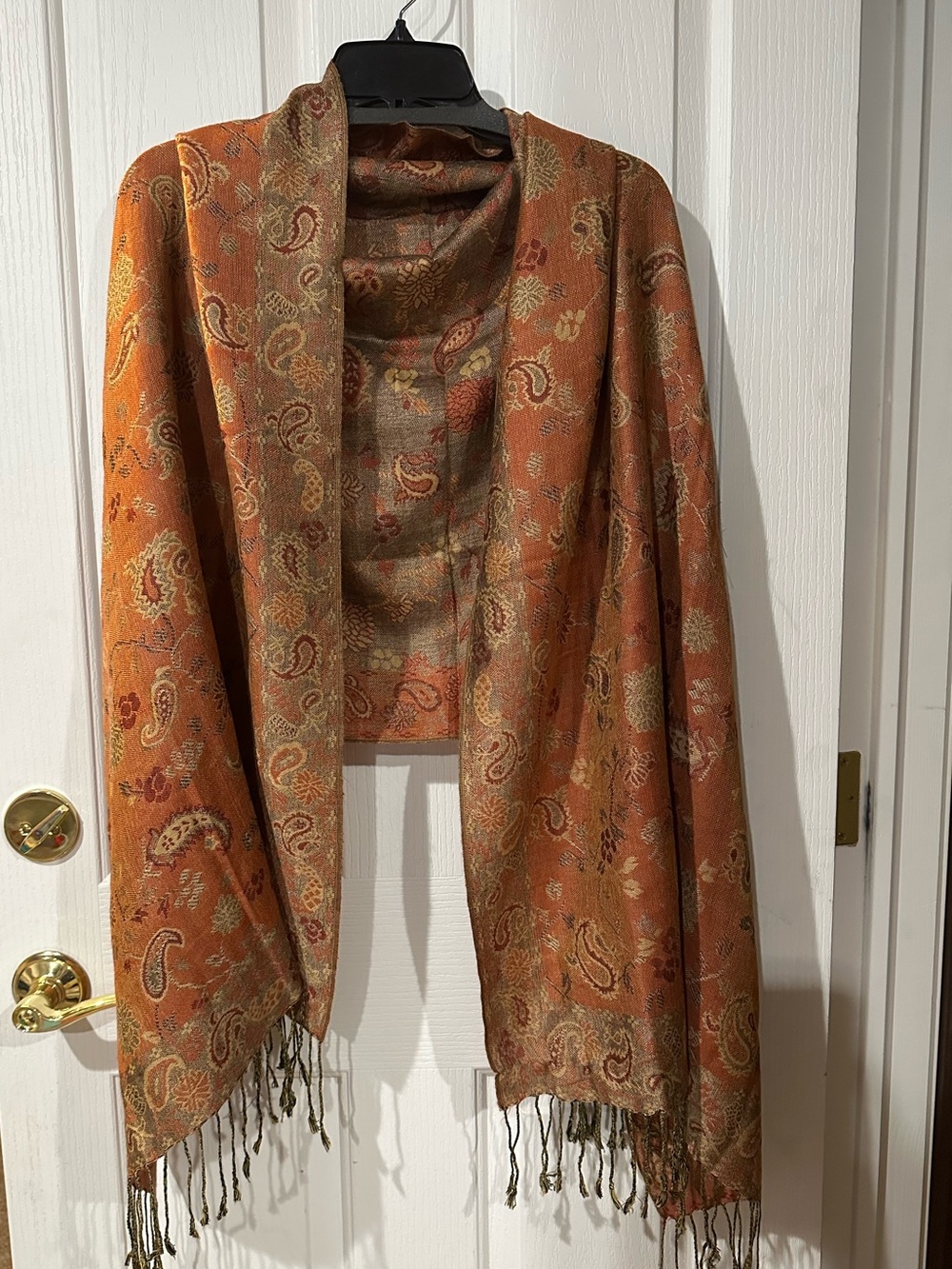 Silk Pashmina Paisley Shawl Scarf with Fringe